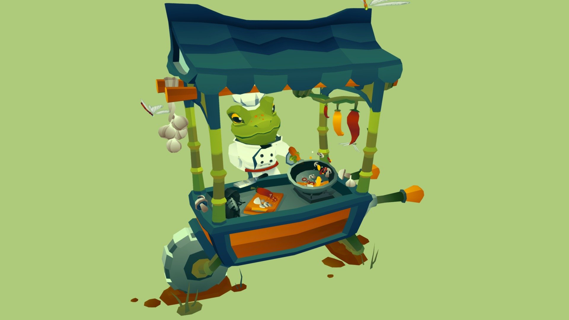 Street Food Vendor Challenge: Frog Chef! 3d model