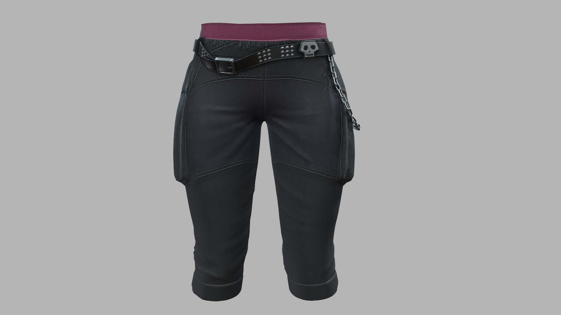 Female Punk Capri Pants 3d model