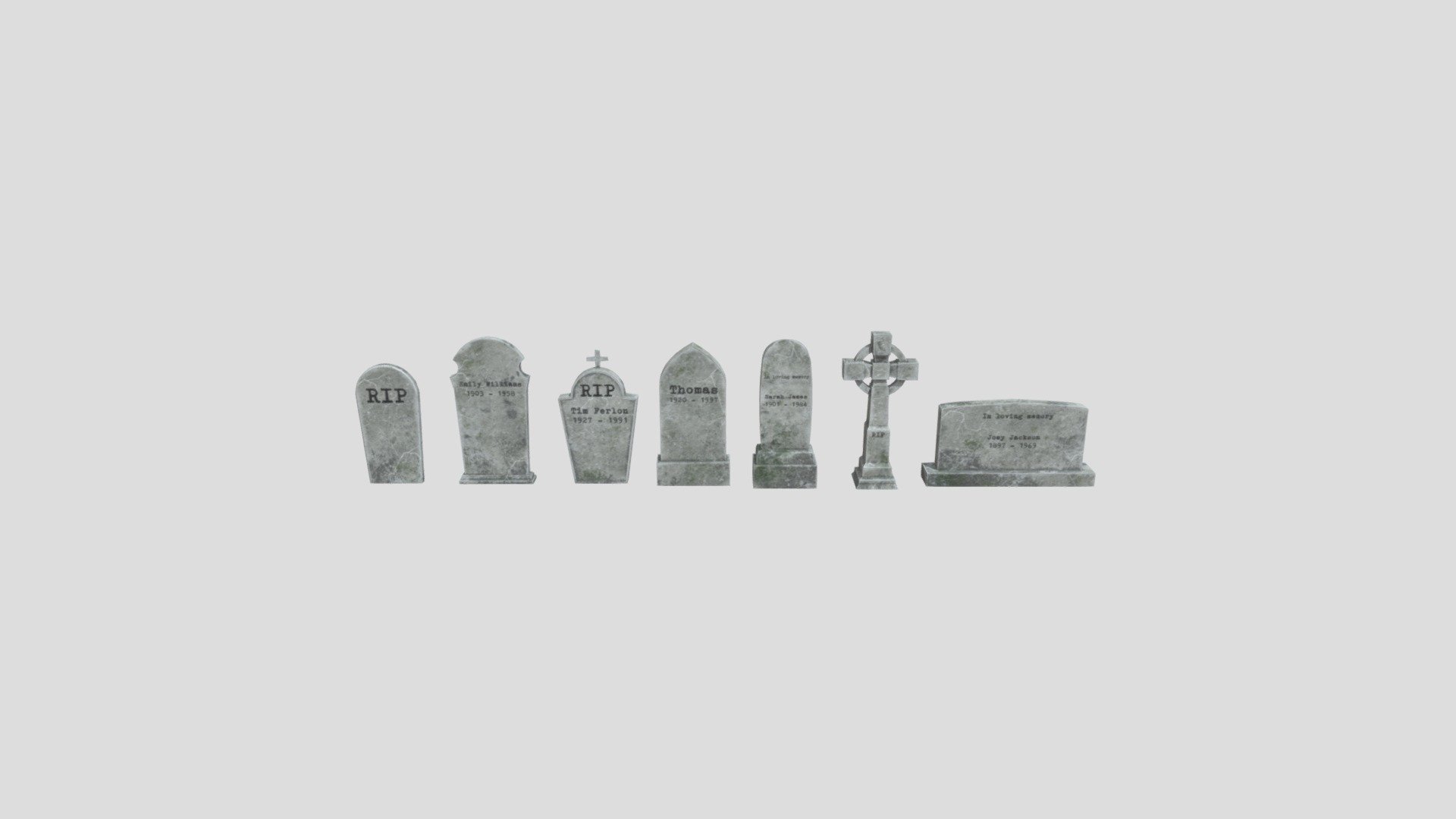 Low Poly Tombstone Pack 8K and 4K Textures 3d model