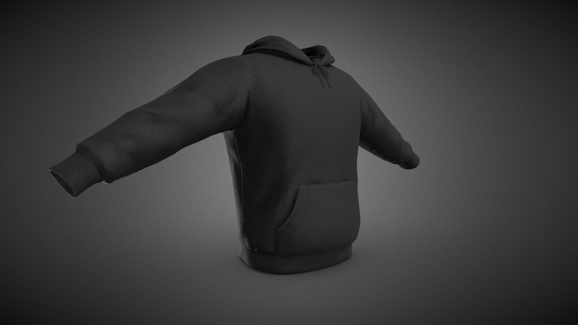 Black Winter Hoodie 3d model