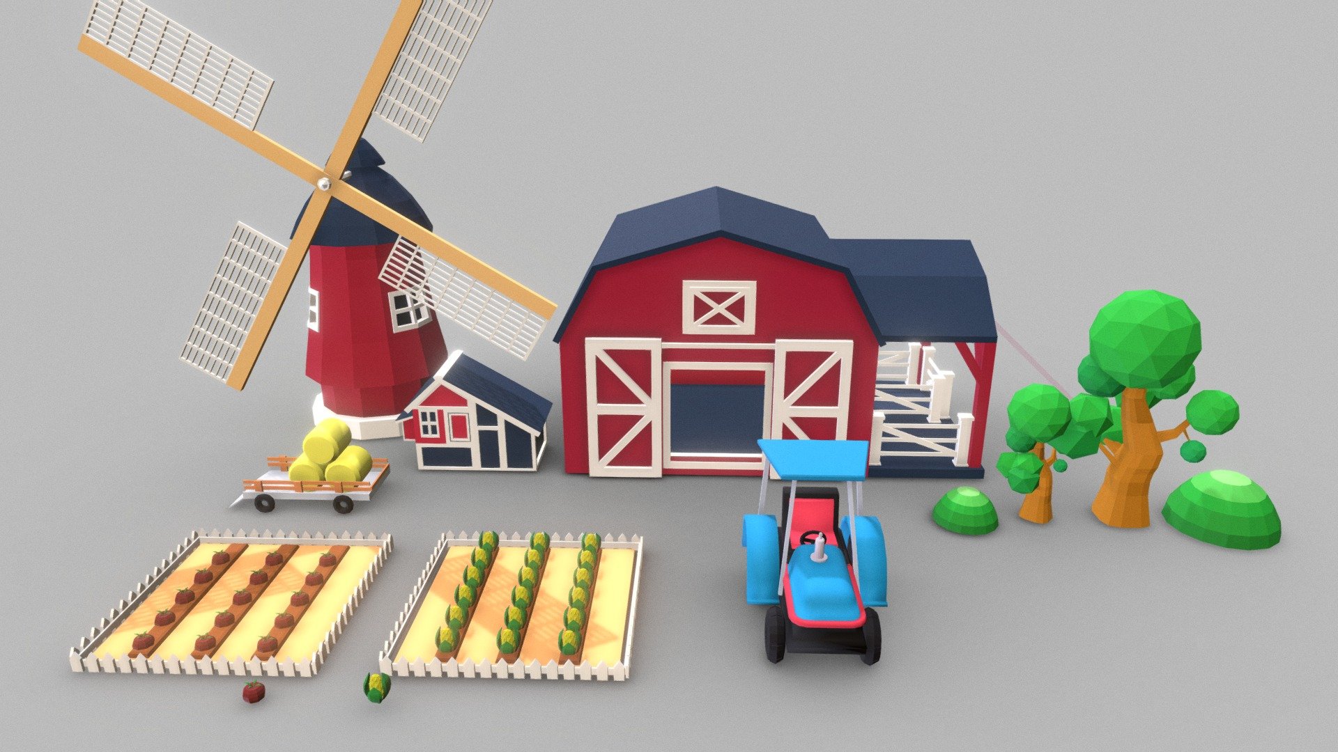 Low Poly Farm 3d model