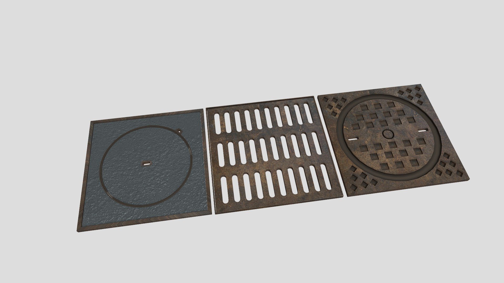 Three Sewer plate 3d model