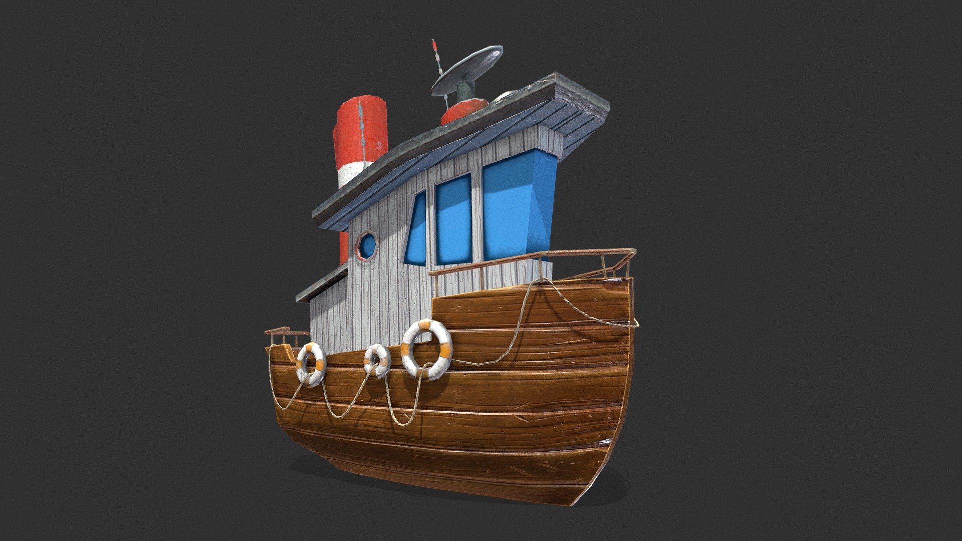 Cartoon Mini Boat 3d model