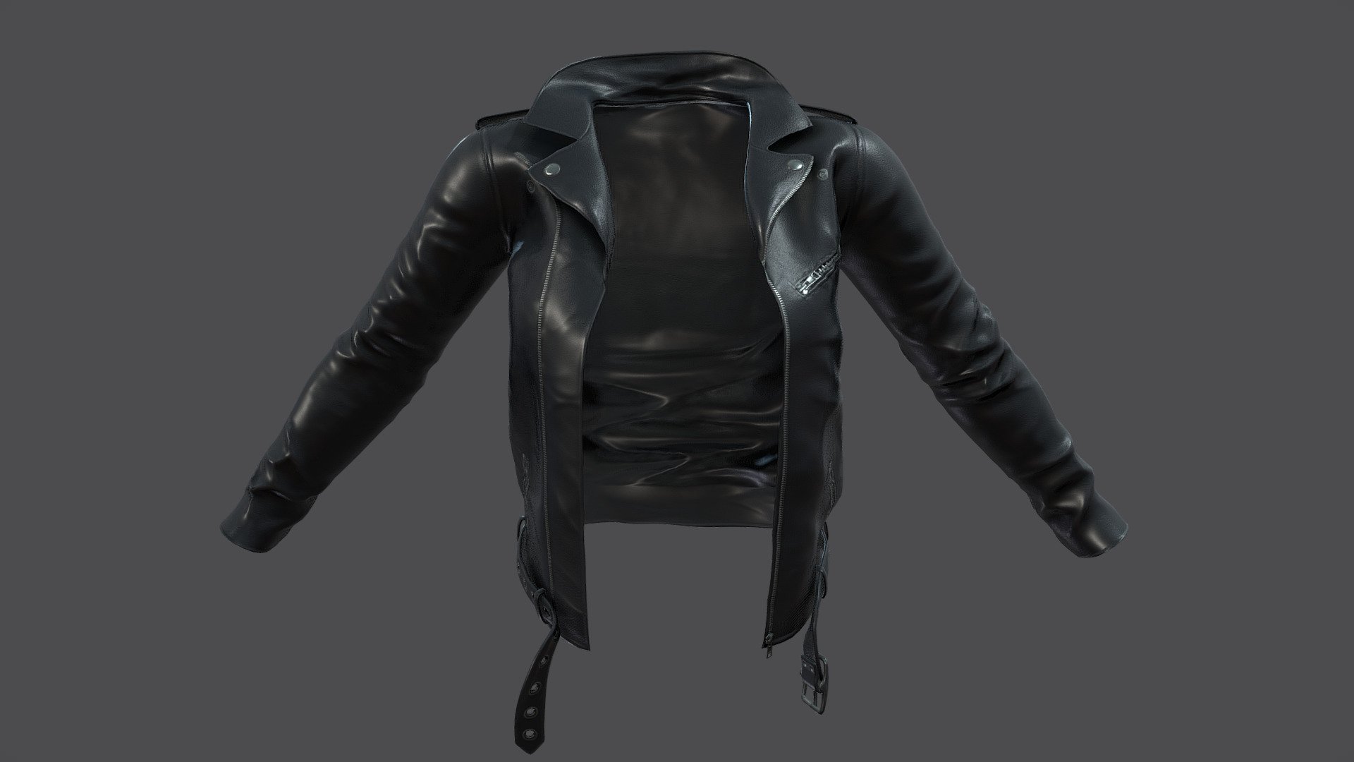 Female Open Front Leather Jacket 3d model