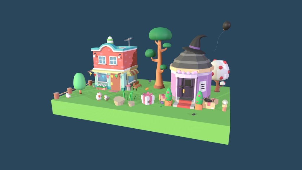 Cartoon Town 3d model