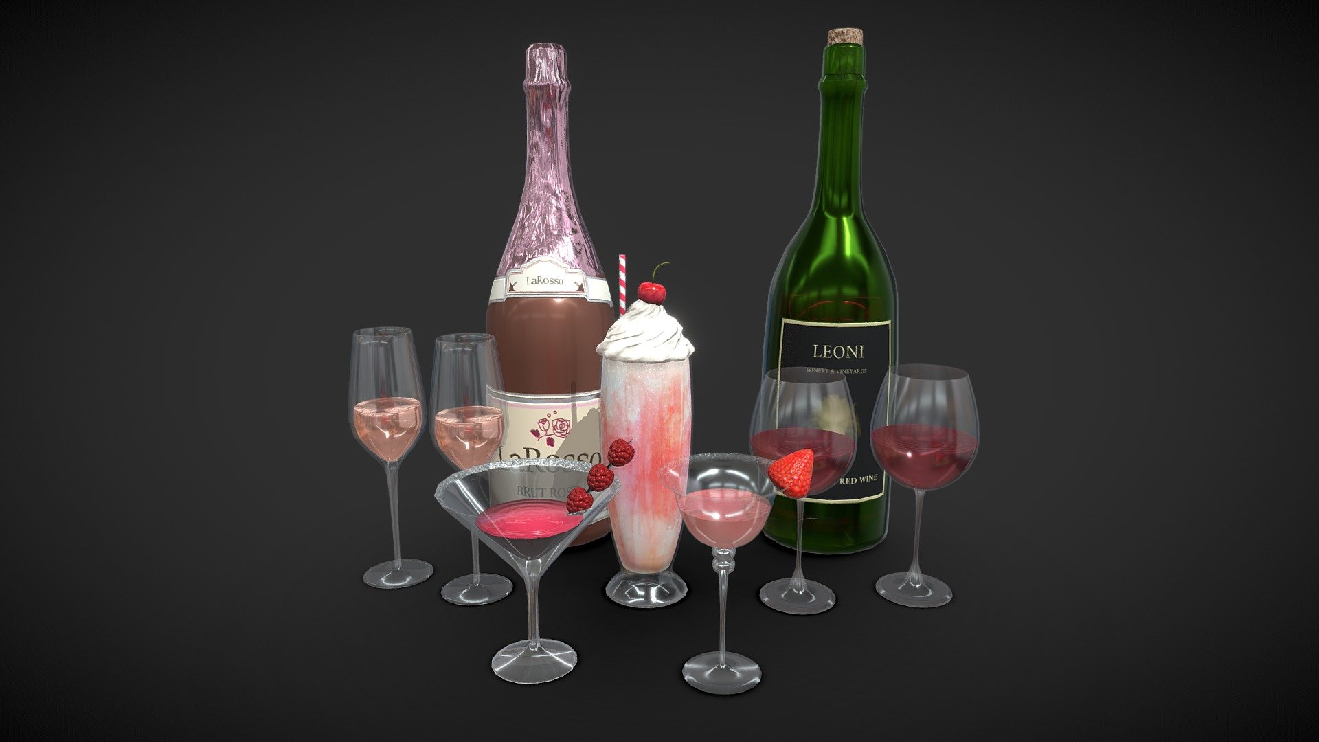 Alcoholic drinks pack 3d model