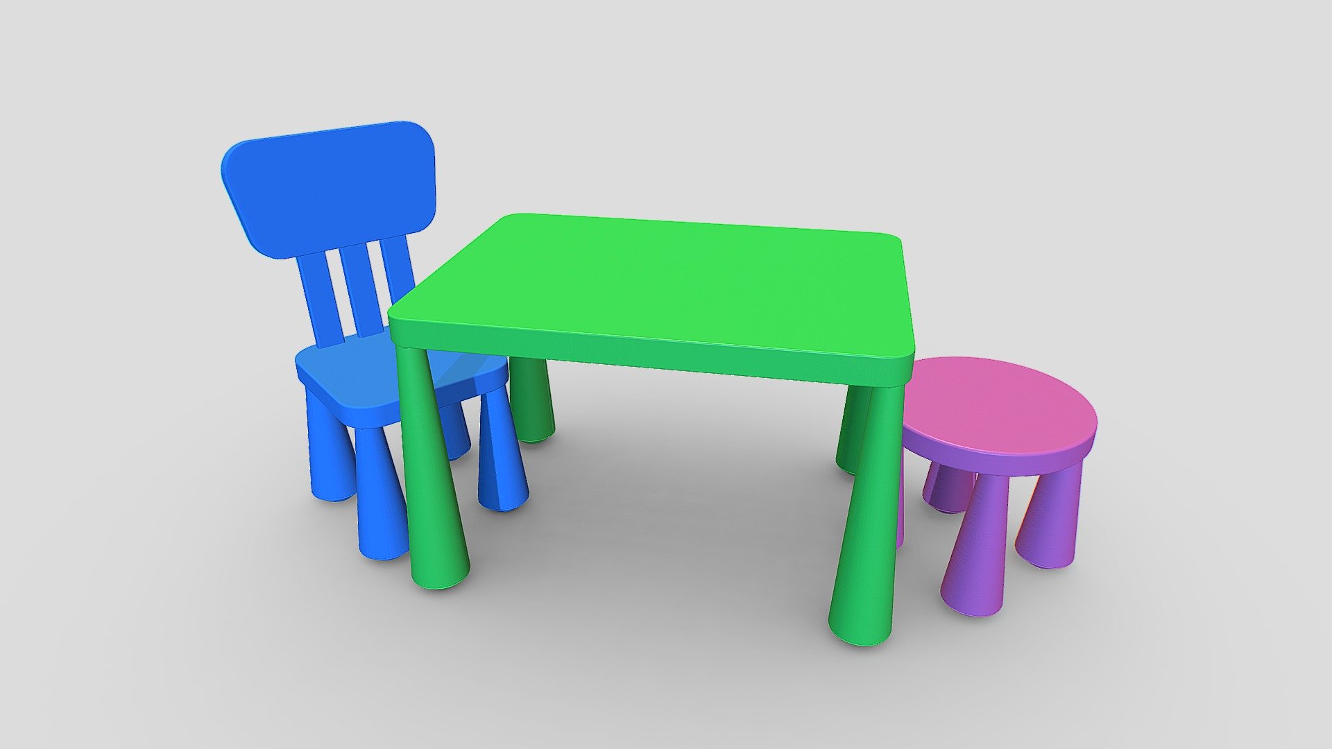 Childrens Chair and Table 3d model