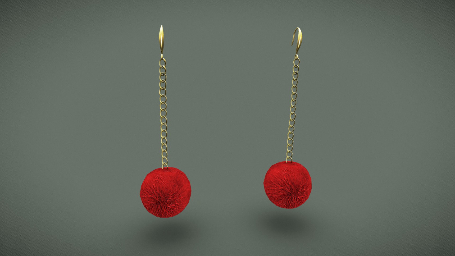 Pom Pom Earrings 3d model