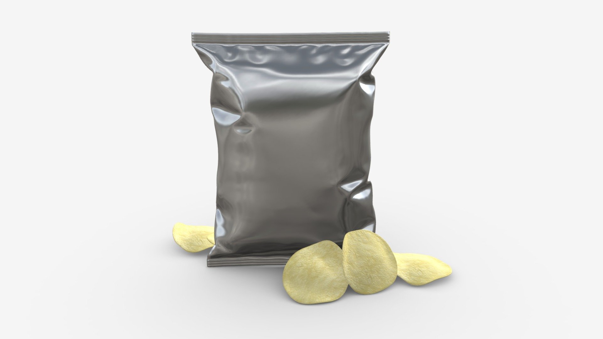 Potato chips medium package with folds 02 mockup 3d model