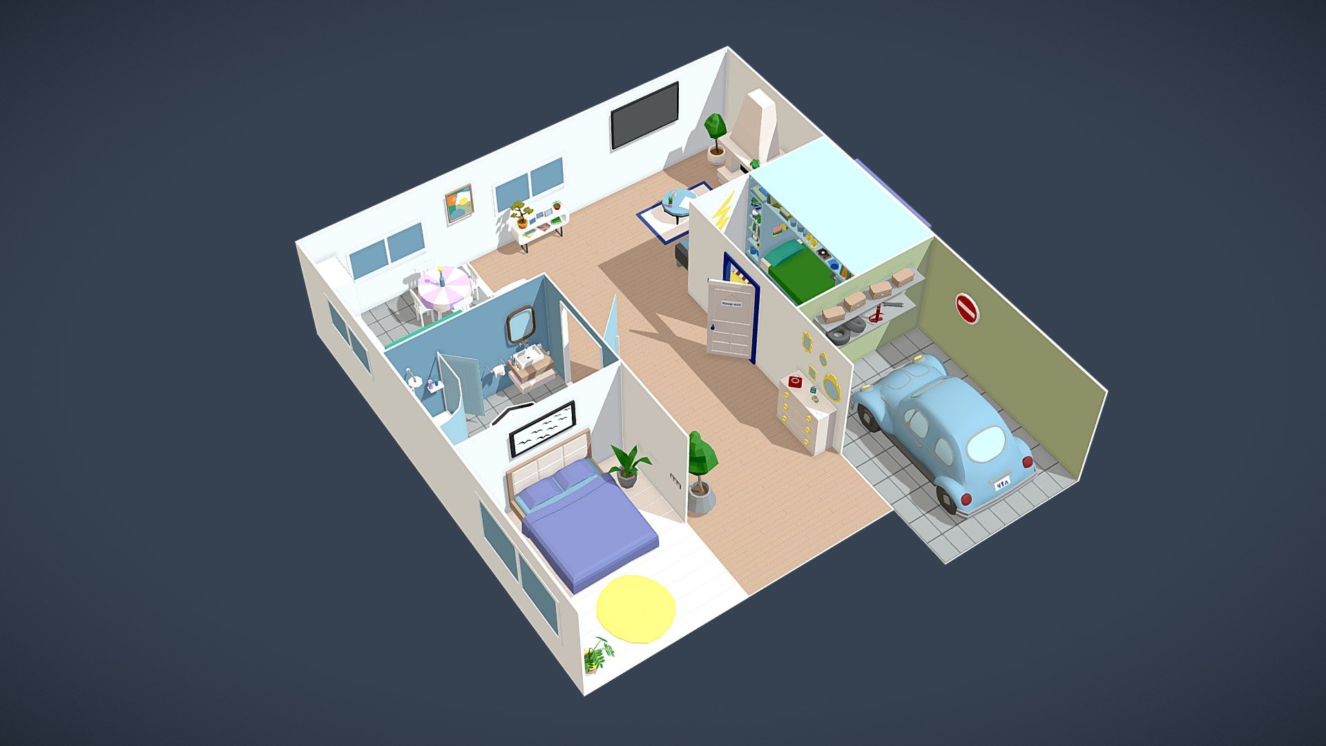 Low Poly Apartment n7 3d model