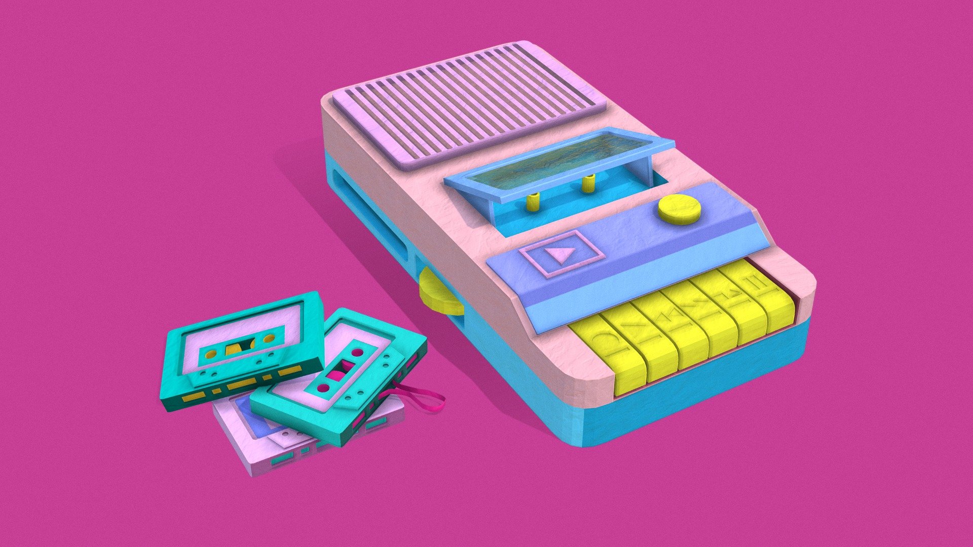 Paper-craft Cassette Player 3d model