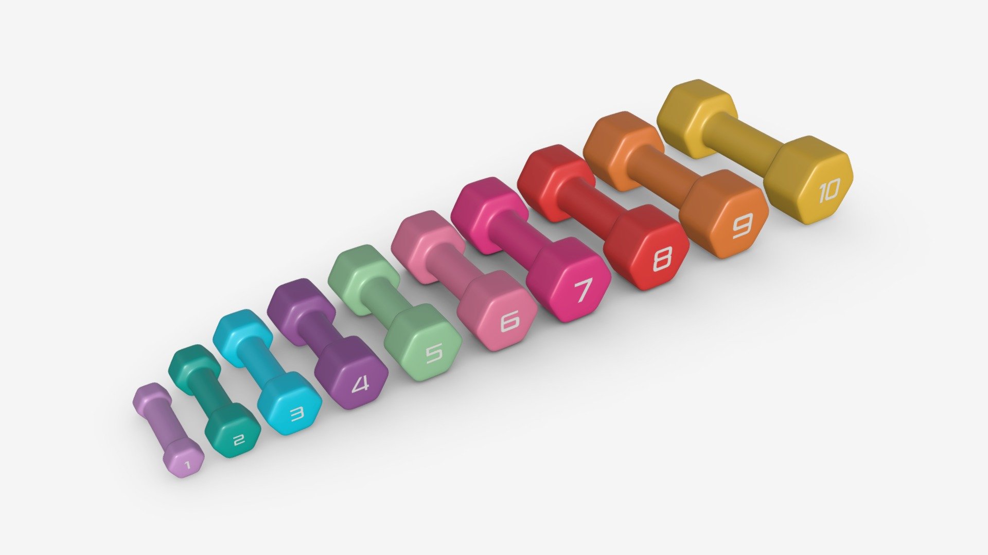 Hexagonal dumbbells 3d model