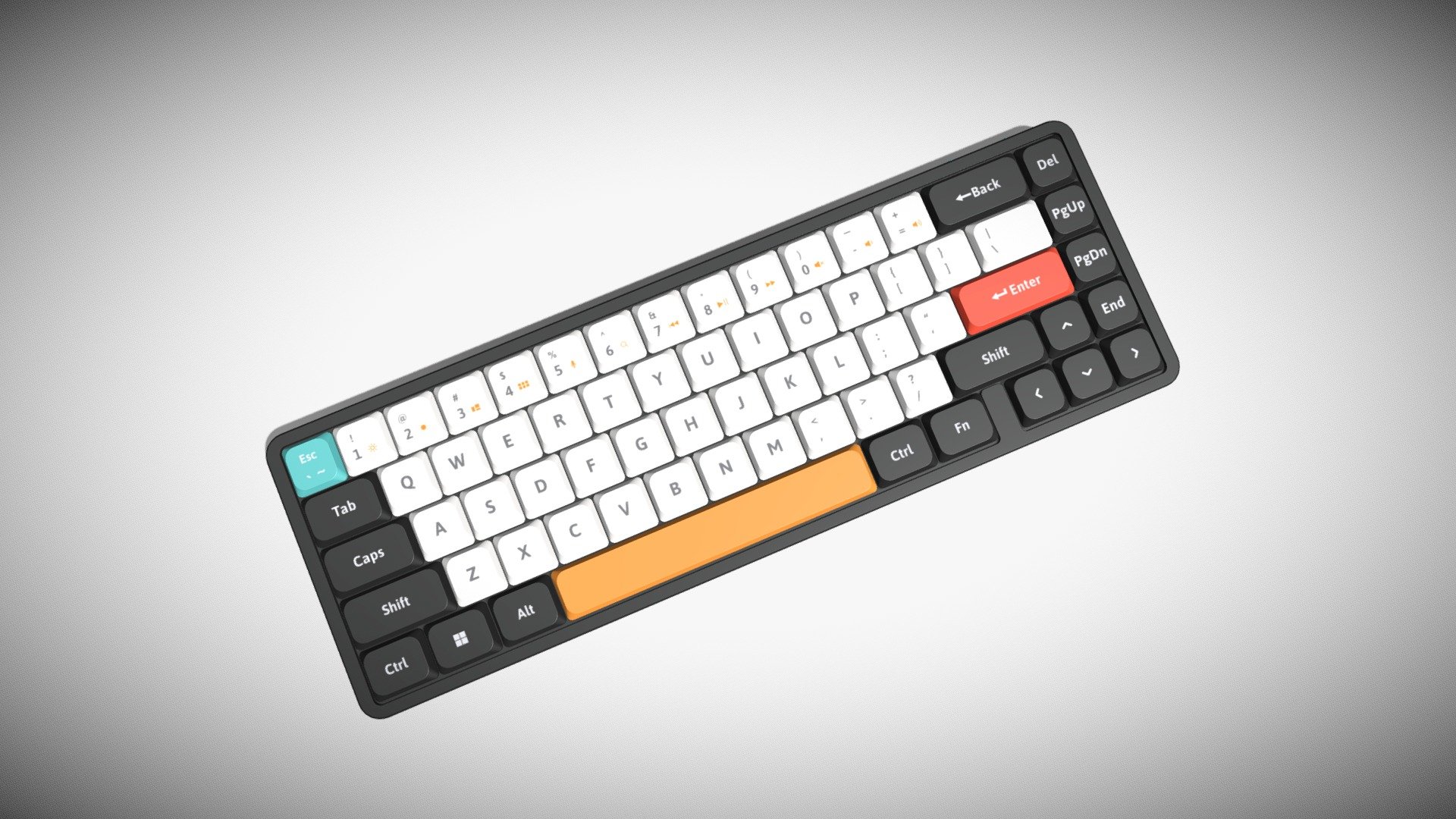 65-Percent Layout Keyboard Black 3d model