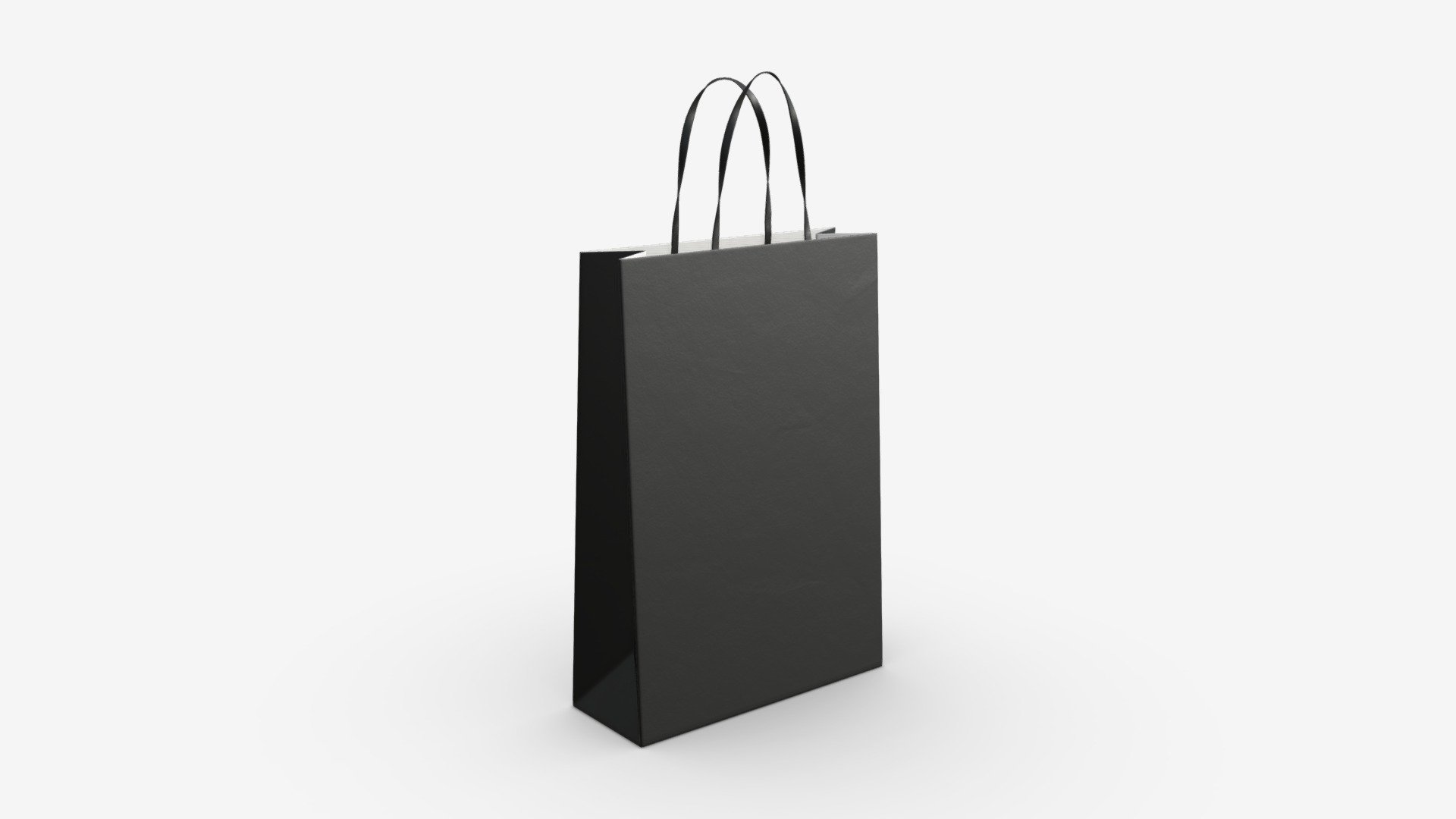 Black paper bag with handles 01 3d model