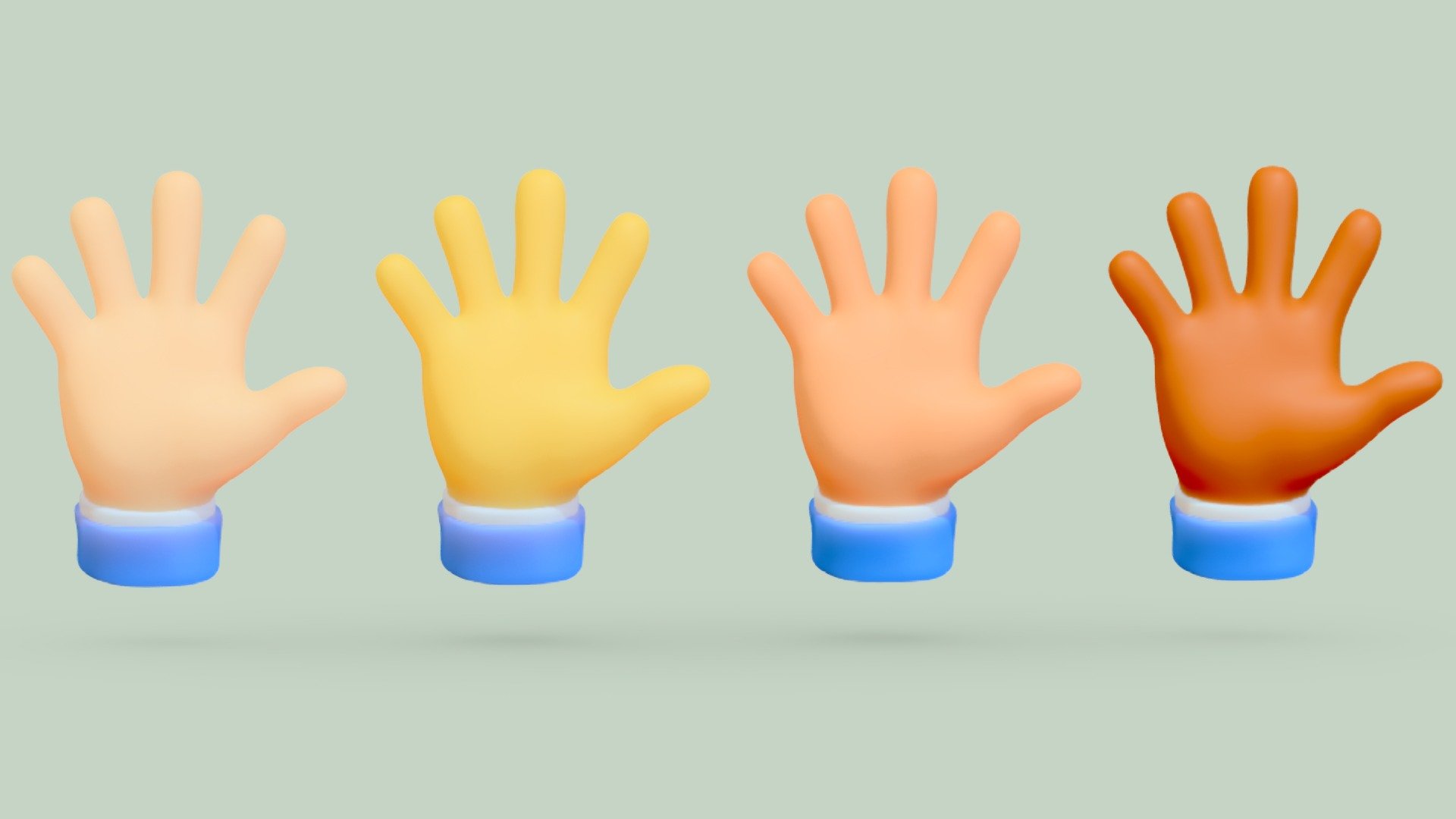 Toon hands skin colors 3d model