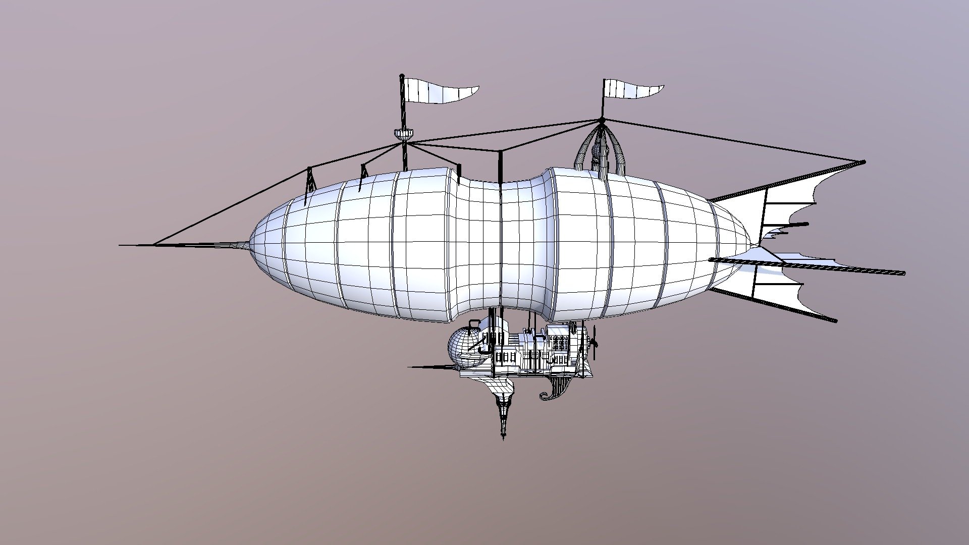 Zeppelin wireframe 3d model