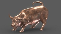 Wall Street Bull Low Poly Realistic PBR