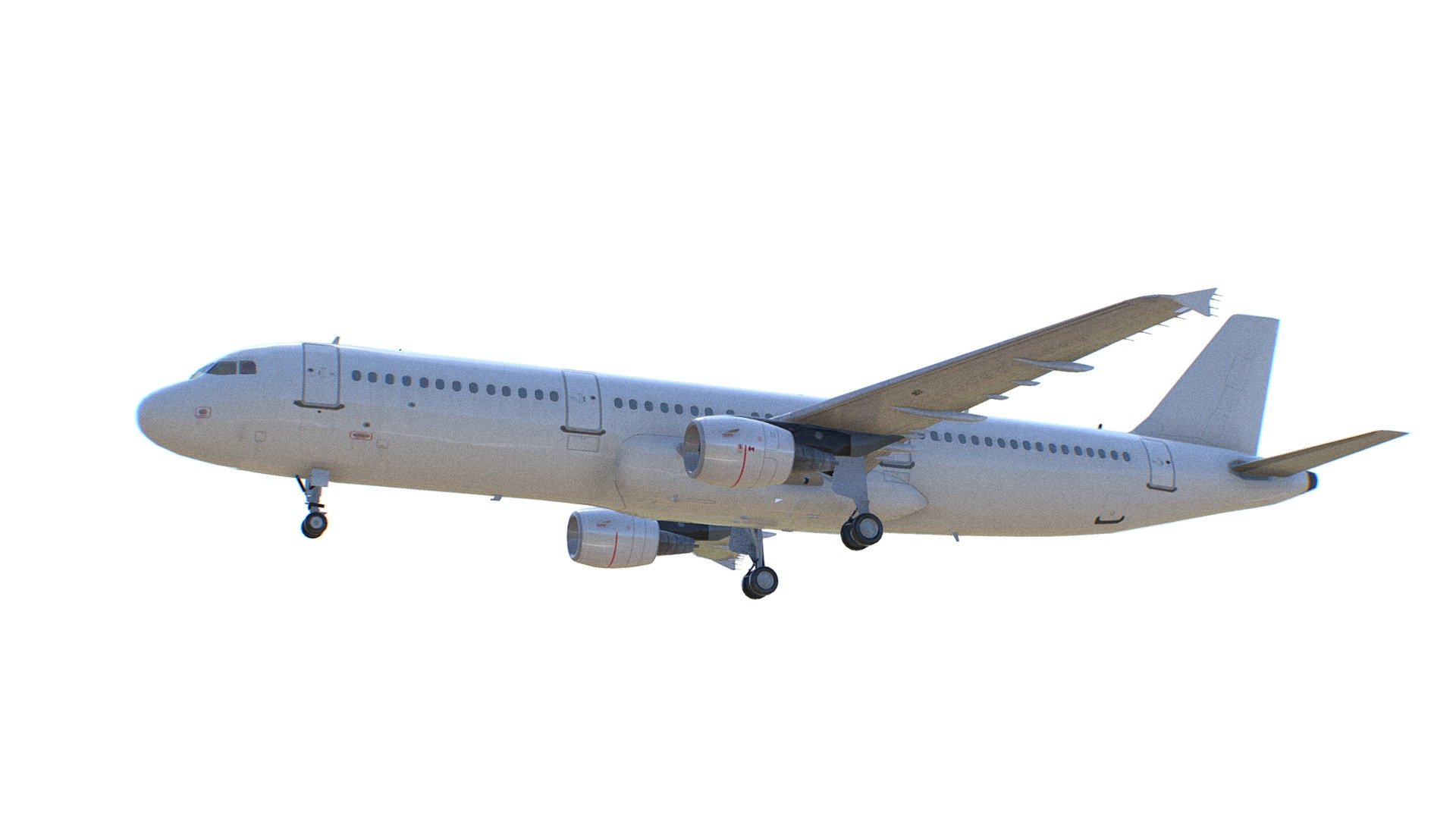 Airbus A-321 Generic White Airplane 3d model