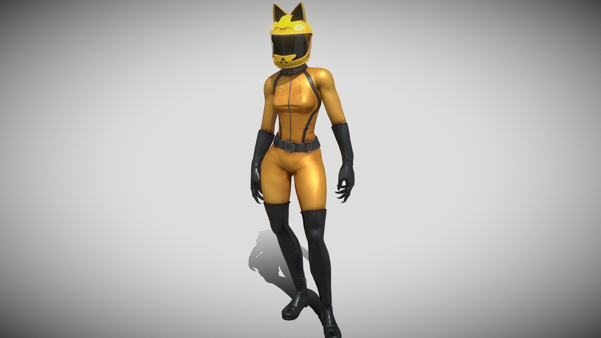 Rigged Cat Helmet Racer 3d model