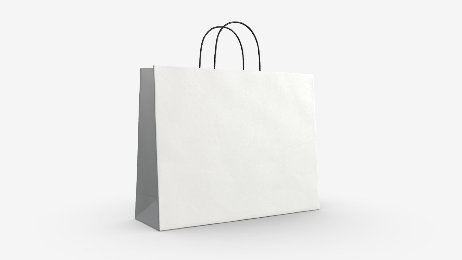 White paper bag with handles 04 3d model