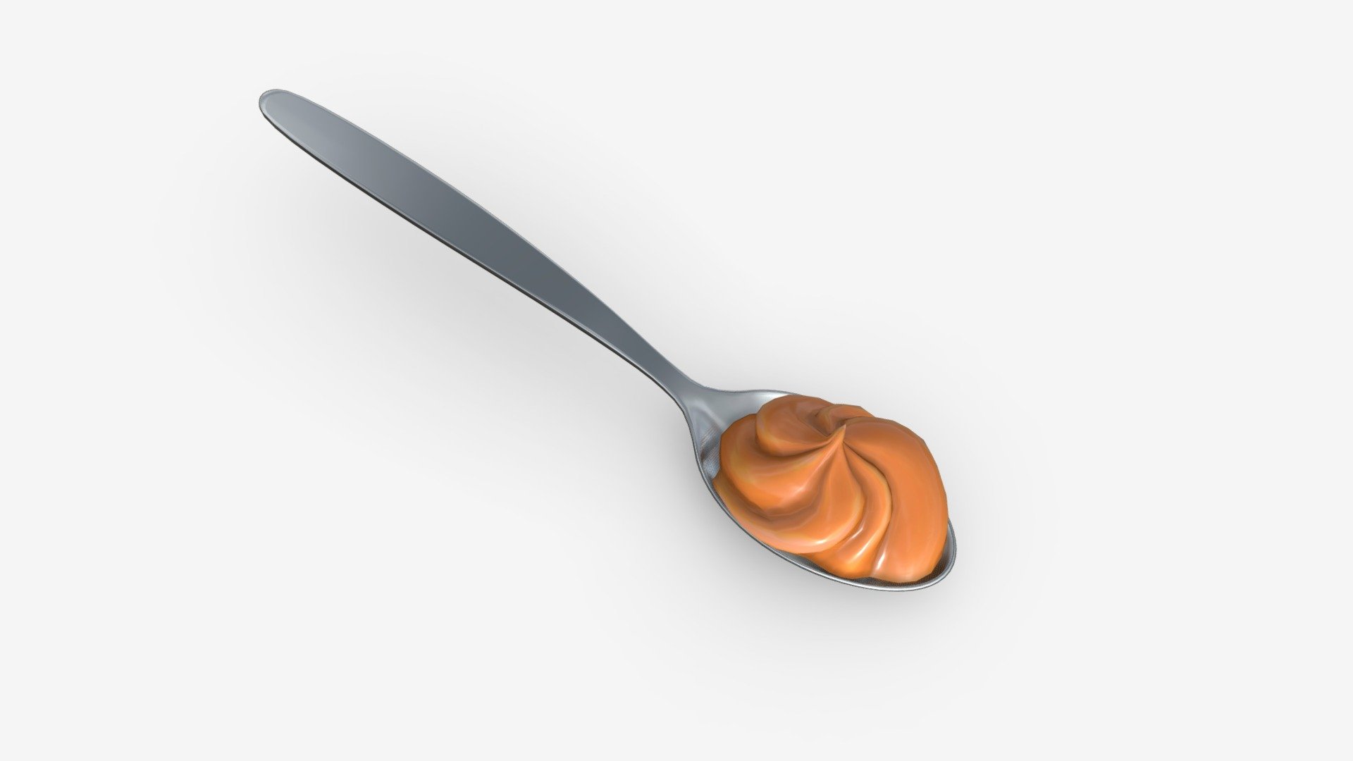 Metal Tea Spoon with Melted Caramel 3d model