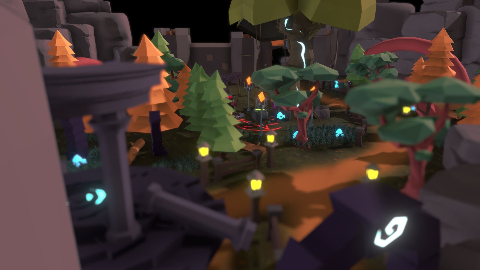 Mystical forest cartoon 3d model