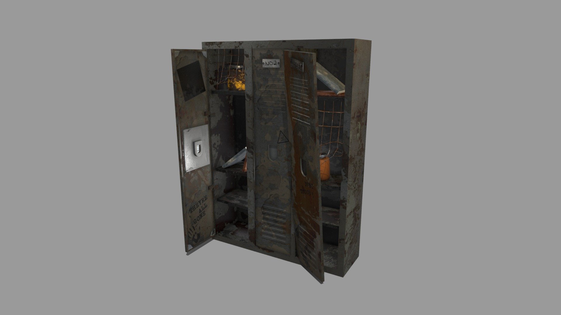 School Cabinet (Damaged) 3d model