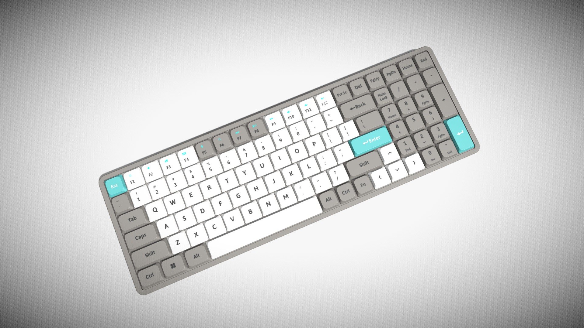 1800 Compact Keyboard Grey 3d model