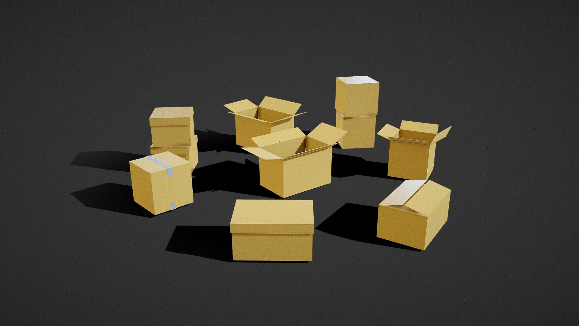 Cardboard Box Pack 3d model