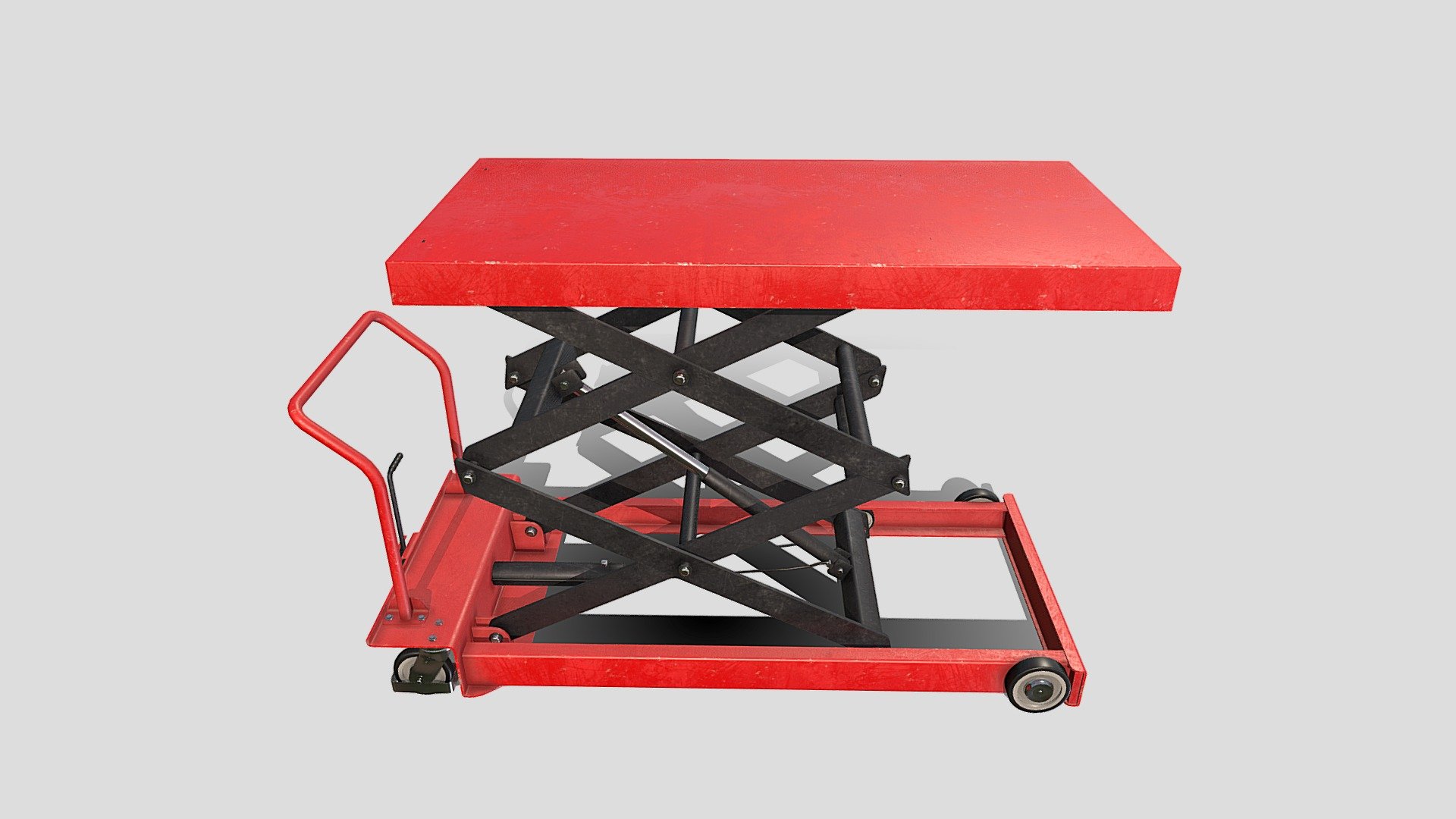 Animated Scissor Lift Table Red 3d model