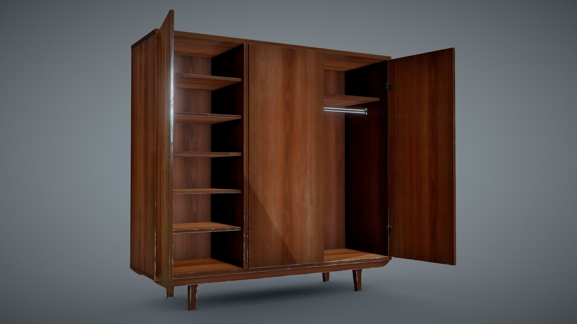 Soviet Wardrobe Variant 1 Brown 3d model