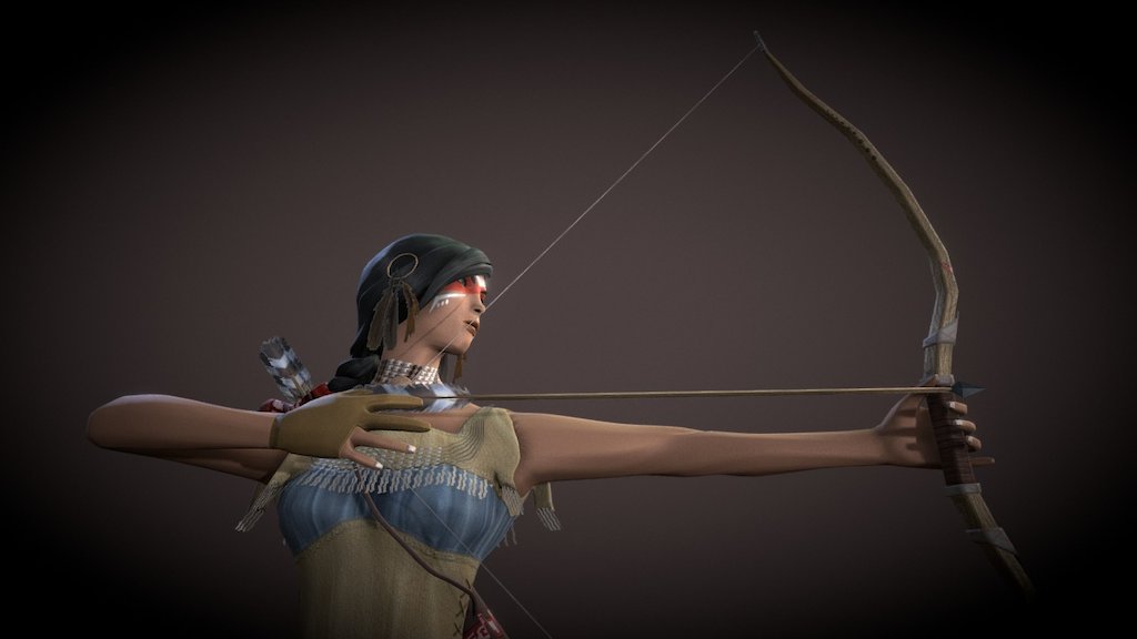 American Indian Female Archer 3d model