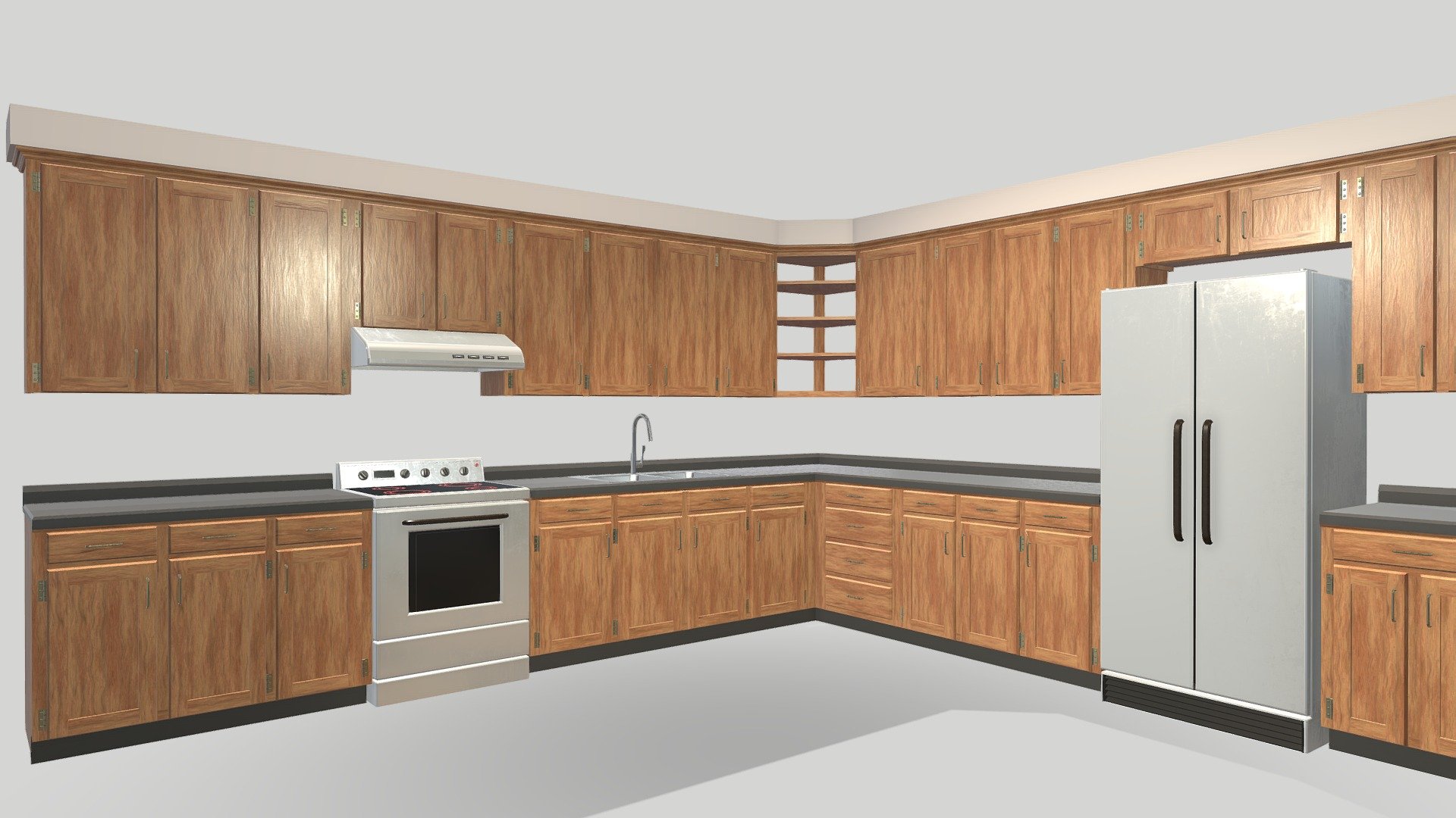 Kitchen Cabinets with Appliances 3d model