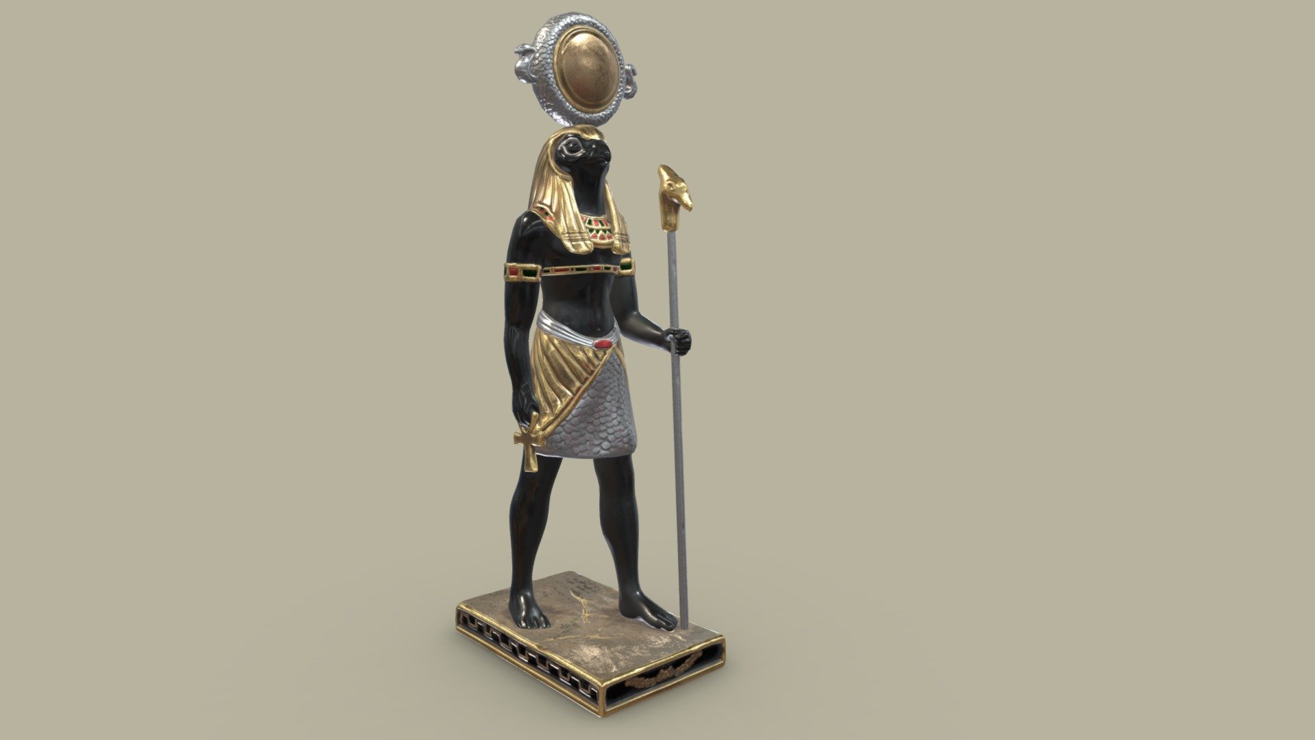 Falcon-God Horus Statue Low Poly 3d model