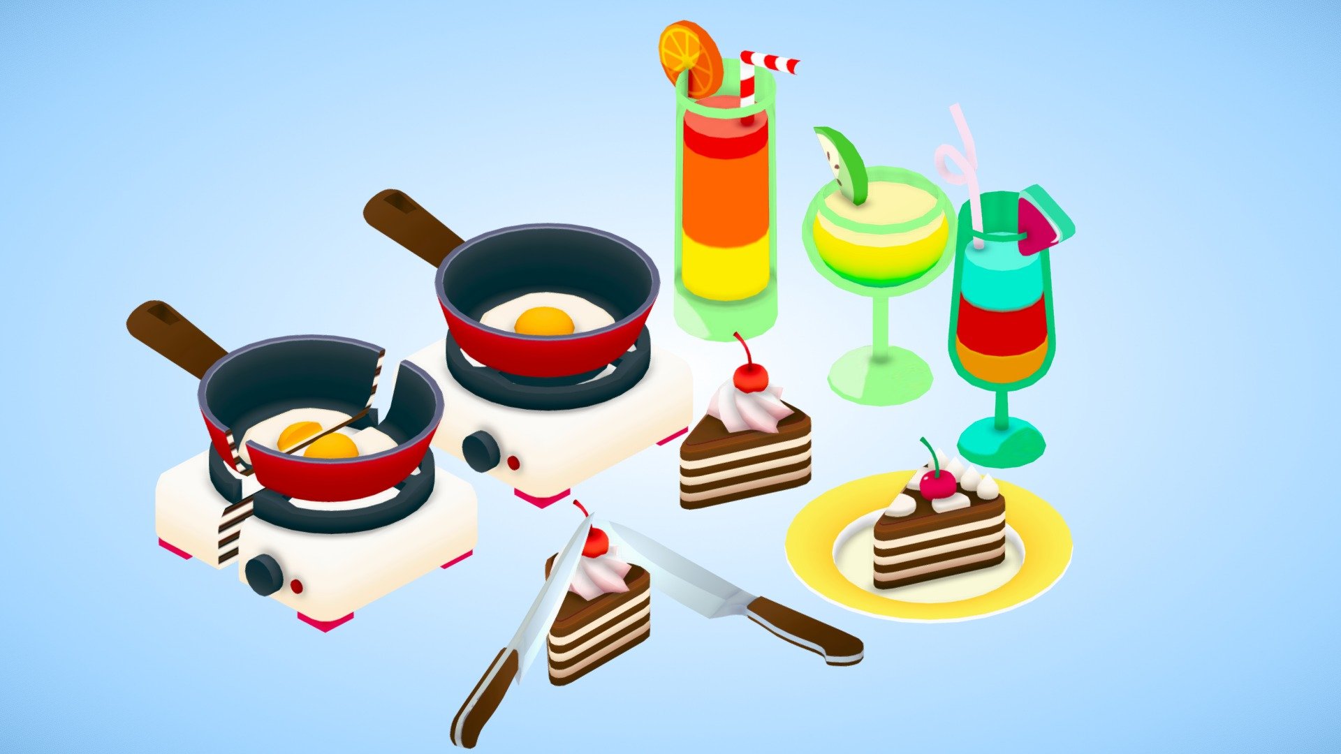 CAKE COCKTAILS FOOD DRINKS ASMR GAME DELICIOUS 3d model