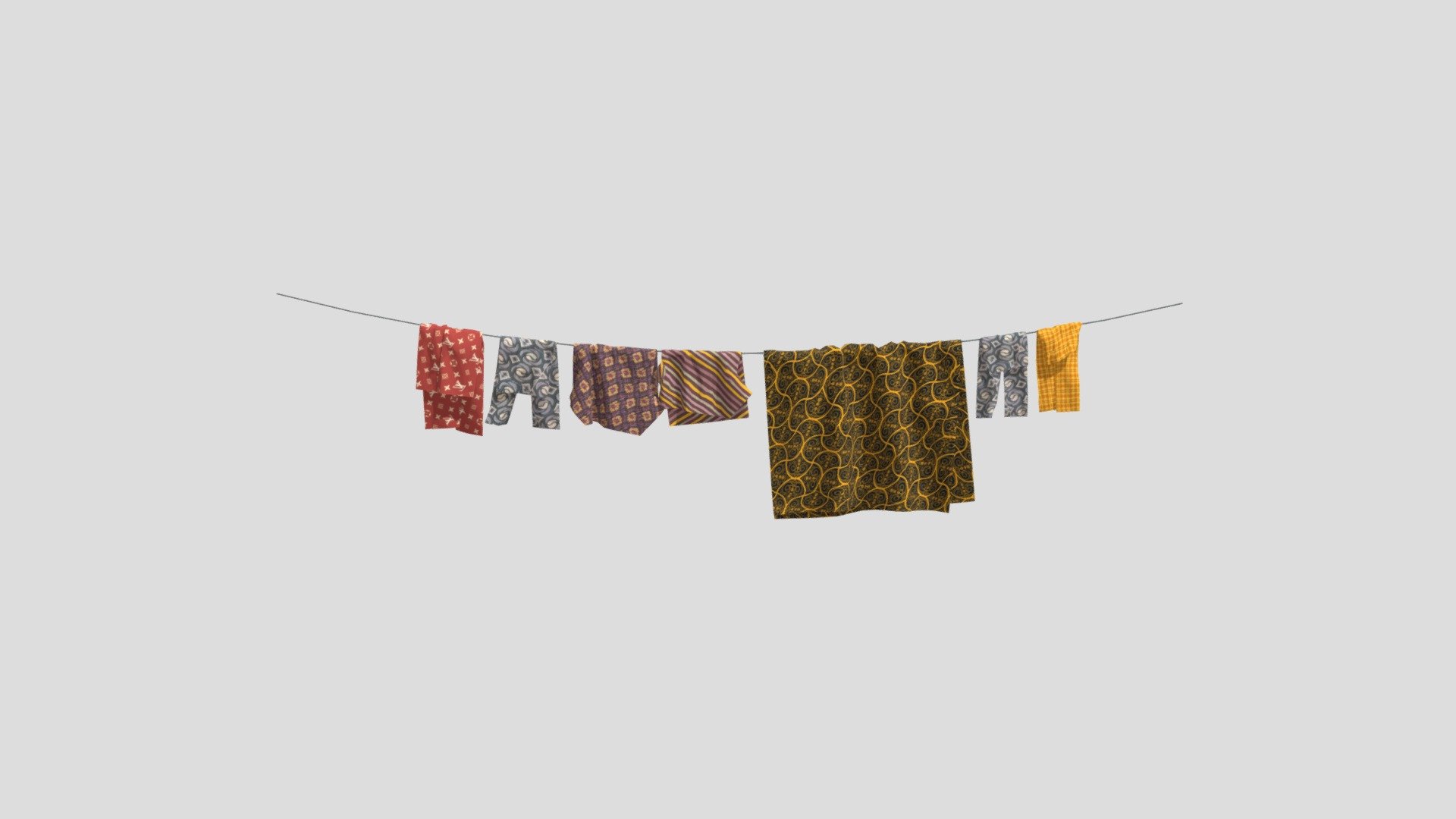 Hang clothes on a clothesline 3d model