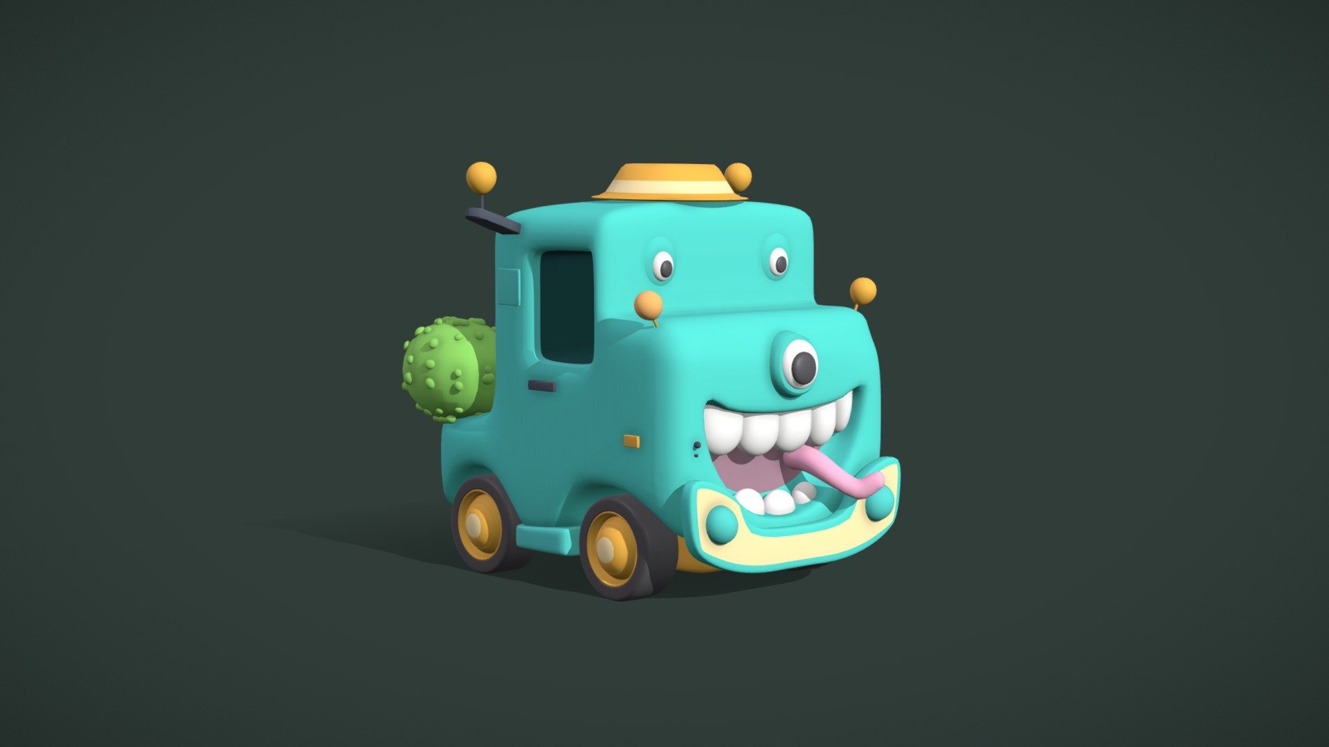 Cartoon Toy Car Character Illustration 3d model