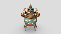 Cloisonne Enamel Tripod Censer