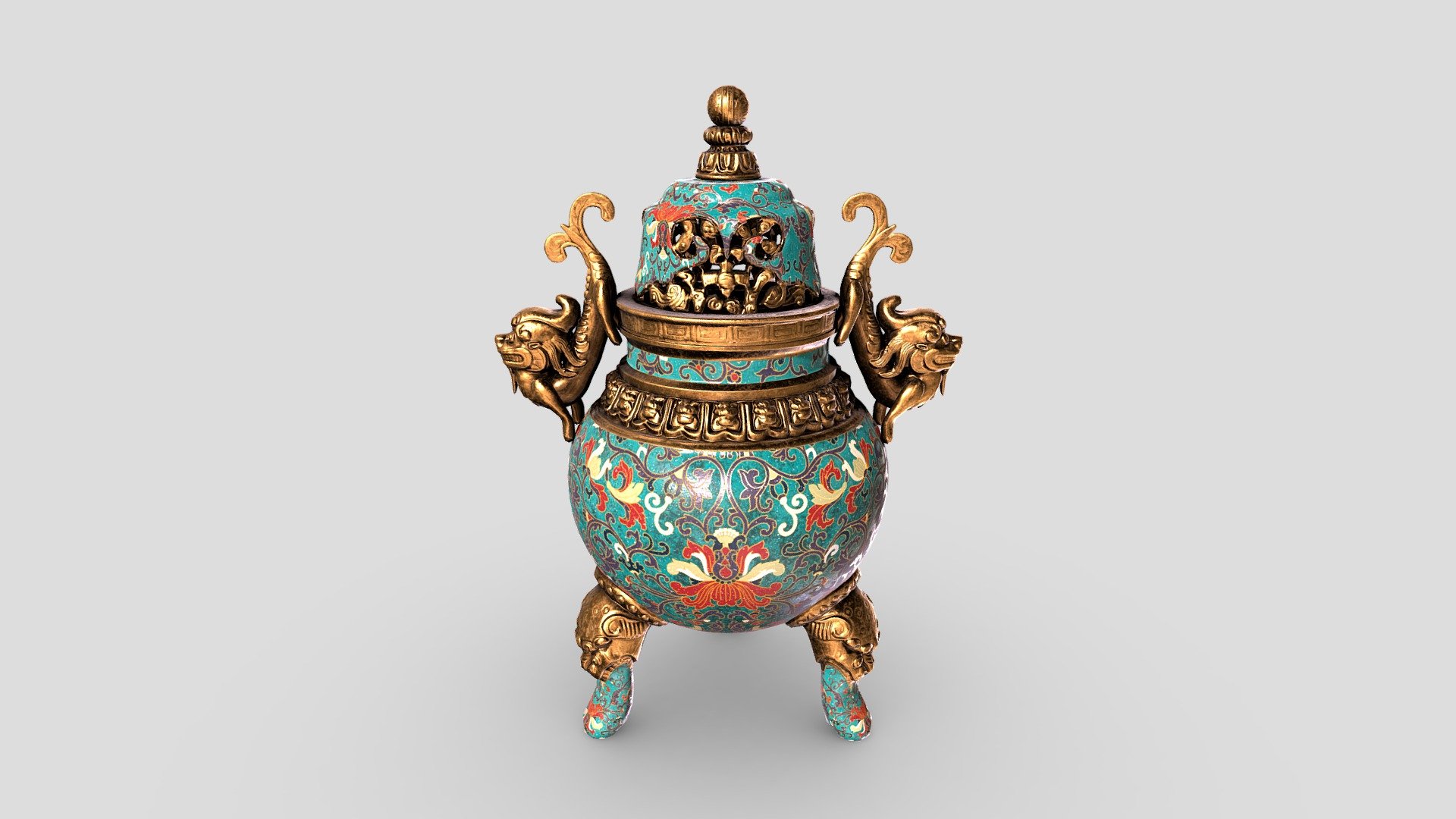 Cloisonne Enamel Tripod Censer 3d model