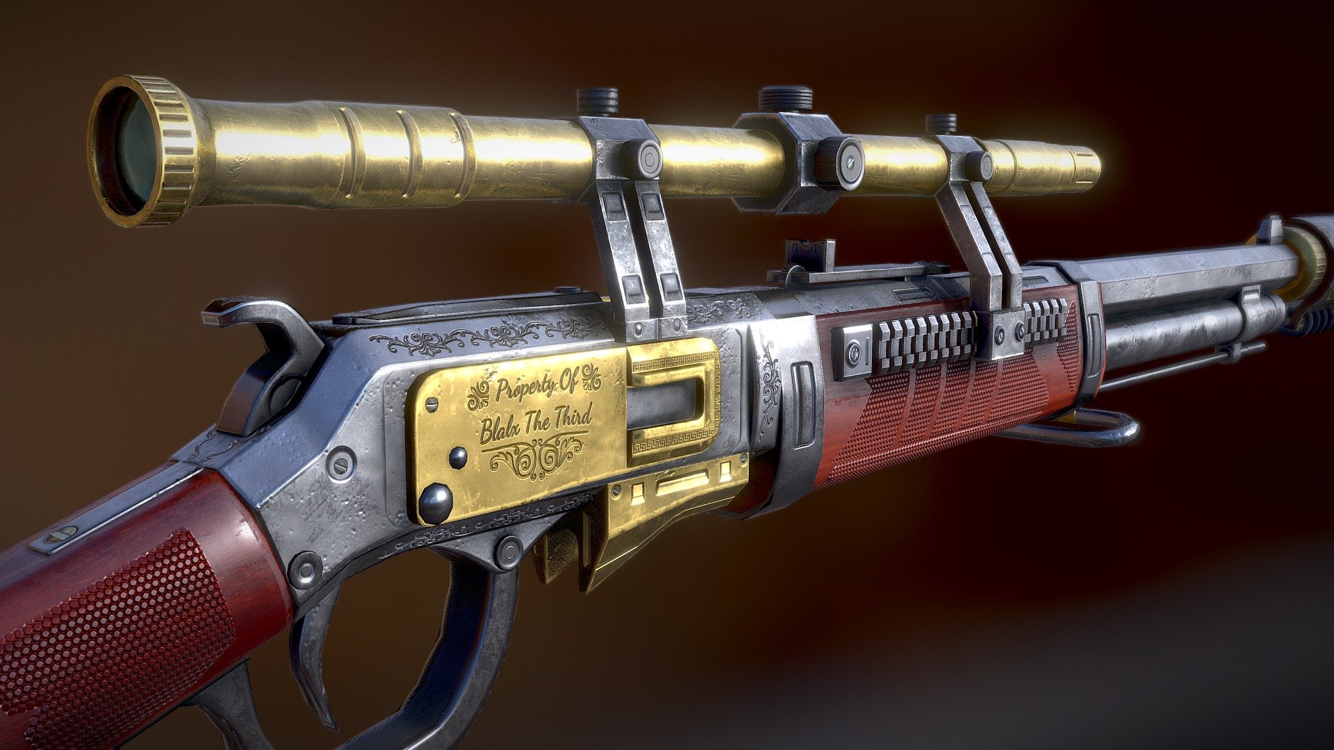 Golden Fang Lever-Action Rifle 3d model