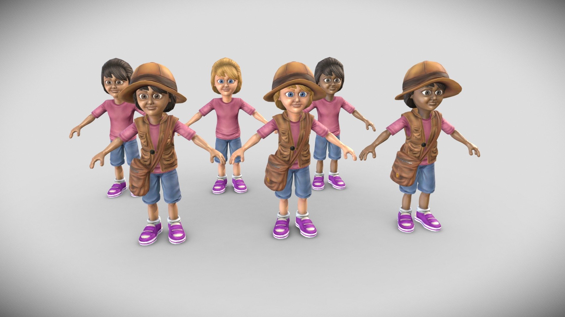 Exploring Girl 3d model