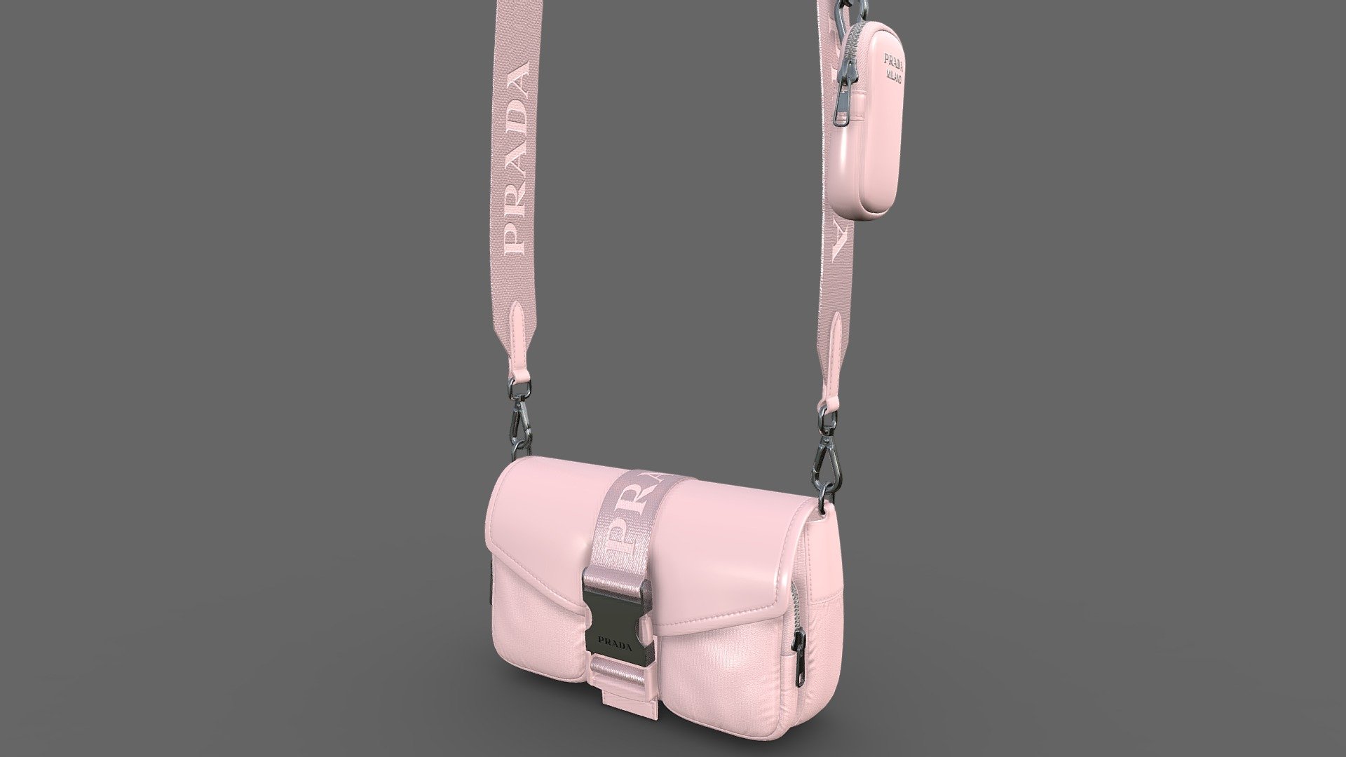 Prada Pocket nylon and brushed leather bag 3d model