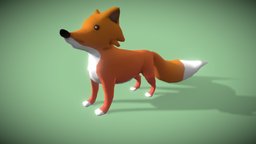 Low poly animated Cartoon Fox