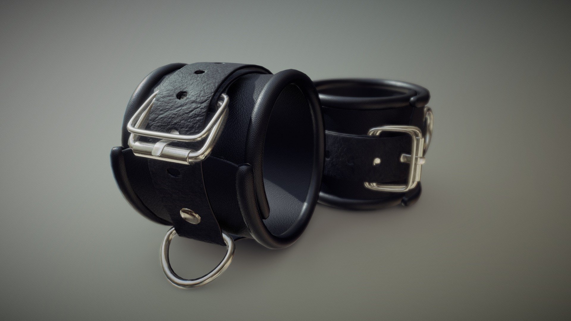 Black leather hand cuffs bondage 3d model