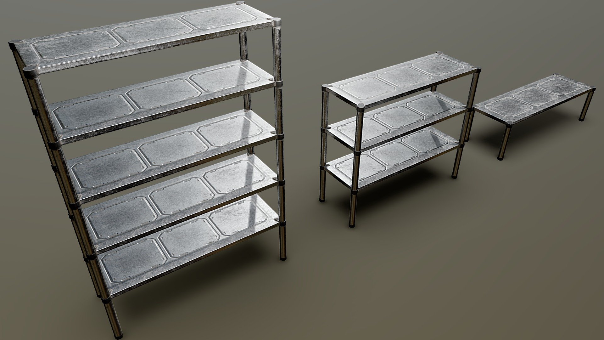 Metal Shelf/Bench Assets 3d model