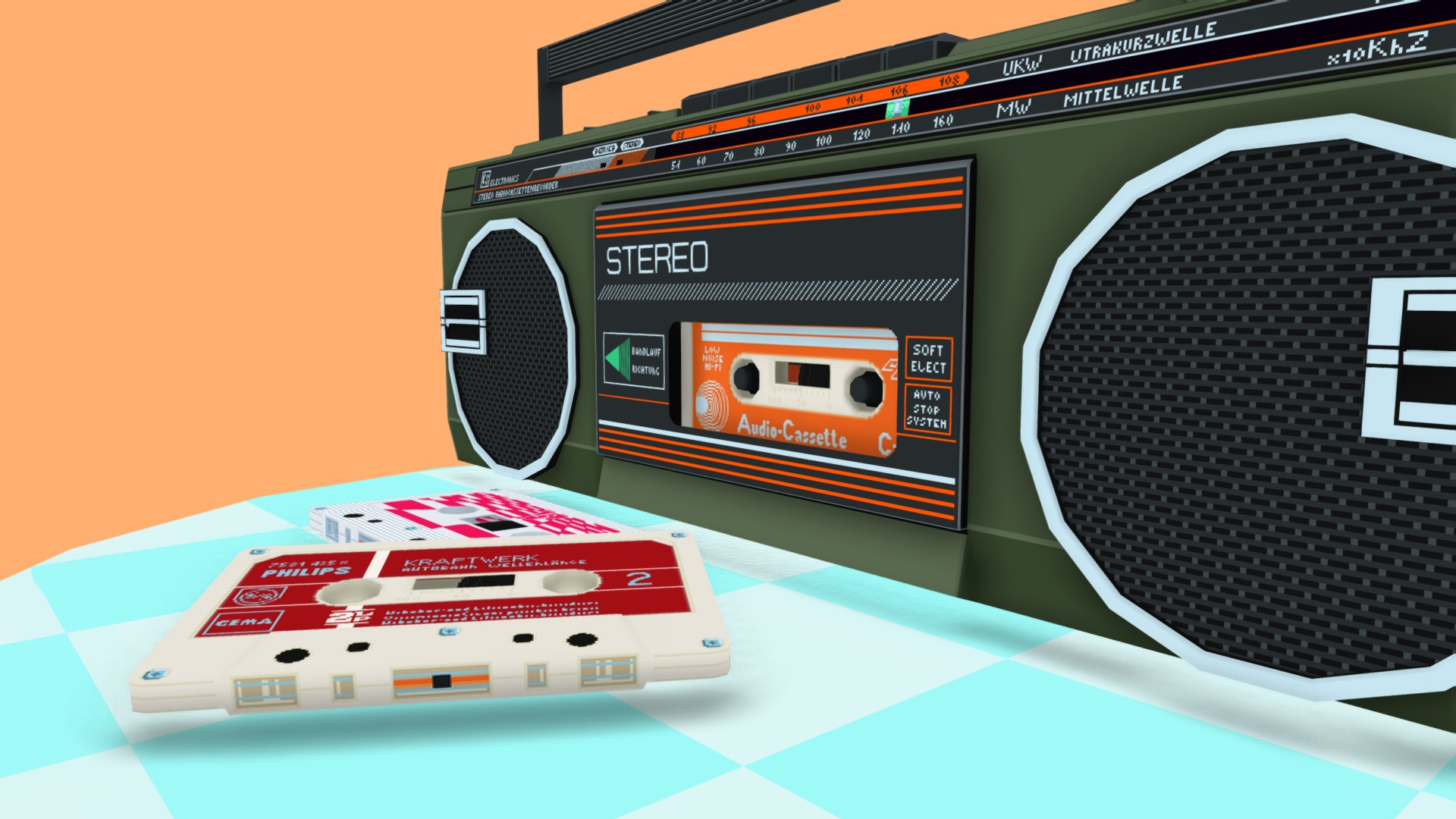 Stereo Radiocassettenrecorder 3d model