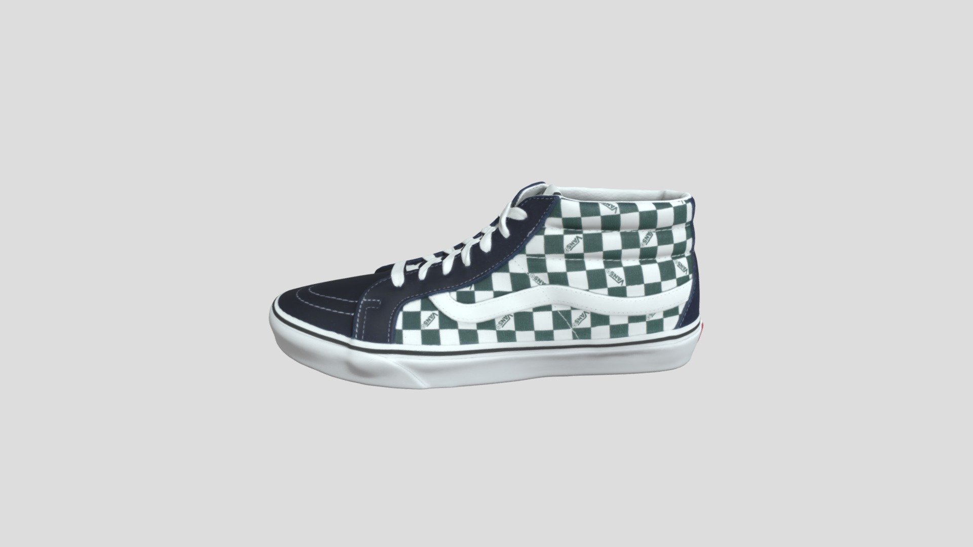 Vans Sk8-mid 绿白棋盘格_VN0A3MV85I9 3d model