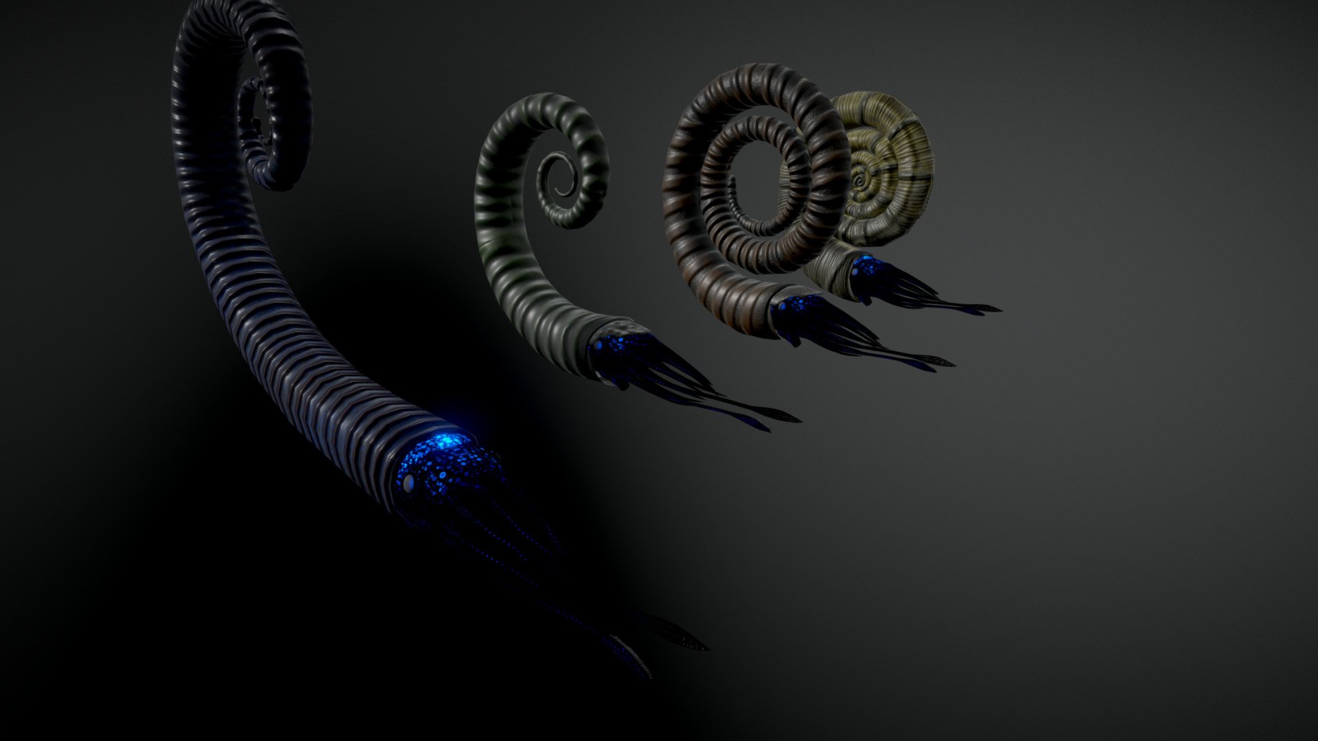 Bioluminescent ammonite 3d model