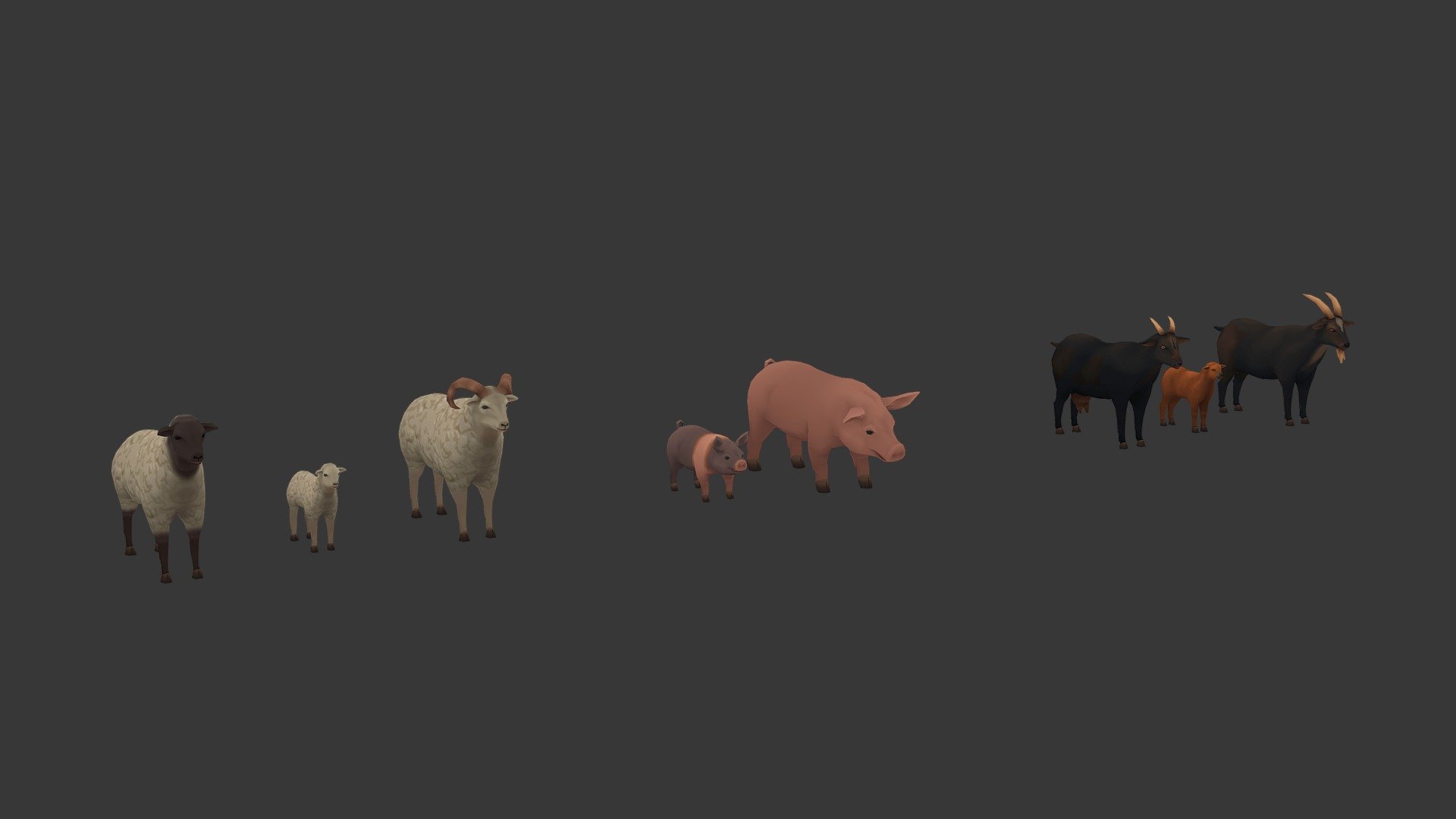 TOON Farm Animals (Quadrupeds) 3d model