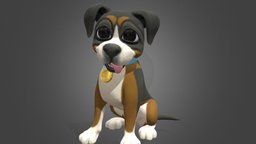 cartoony dog animation looking around